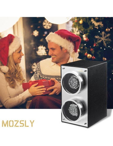 Winder de Reloj Doble MOZSLY Negro con Motor Silencioso