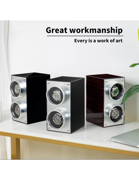 Winder de Reloj Doble MOZSLY Negro con Motor Silencioso