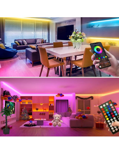 Luces de tira LED RGB 4m a pilas con control remoto y app