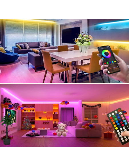Luces de tira LED RGB 4m a pilas con control remoto y app