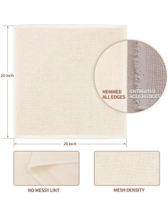 Paños de Queso Reutilizables Metflavor 3PCS 51x51cm Algodón 2