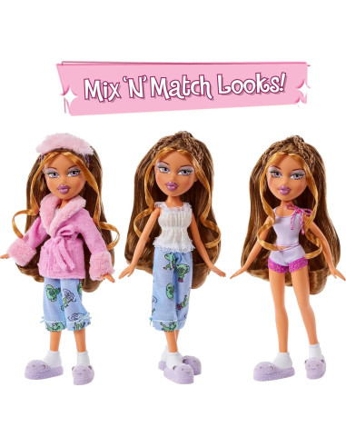 Muñeca Bratz Yasmin Fiesta de Sueños con 2 Pijamas y Accesorios