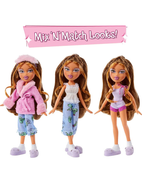Muñeca Bratz Yasmin Fiesta de Sueños con 2 Pijamas y Accesorios