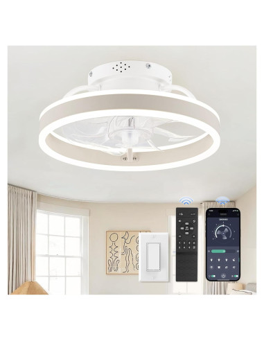 Ventilador de Techo ZMISHIBO 33 cm con Luz LED y Control Remoto