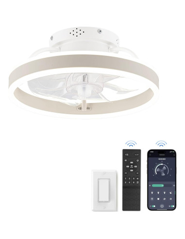 Ventilador de Techo ZMISHIBO 33 cm con Luz LED y Control Remoto