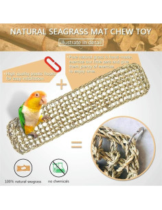 Alfombra de Hierba Marina Natural para Aves Hamiledyi 2Pcs 20.5x8cm 2