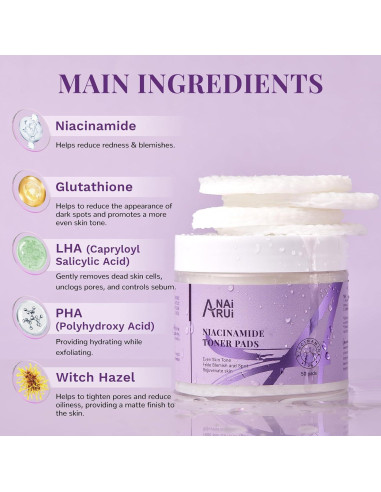 Almohadillas Faciales ANAI RUI Niacinamida 50 Unidades