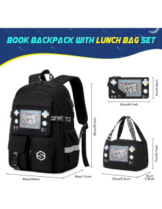 Mochila Escolar Luminiscente Niños Sco-kb-14yxbk con Almuerzo 2