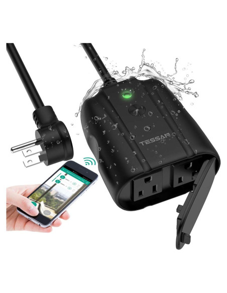 Enchufe Inteligente TESSAN para Exteriores 2 Tomas IP44 Enchufe Inteligente TESSAN para Exteriores 2 Tomas IP44
