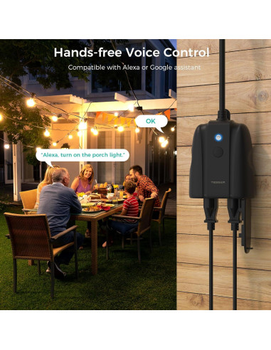 Enchufe Inteligente TESSAN para Exteriores 2 Tomas IP44