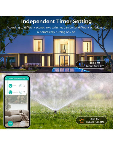 Enchufe Inteligente TESSAN para Exteriores 2 Tomas IP44