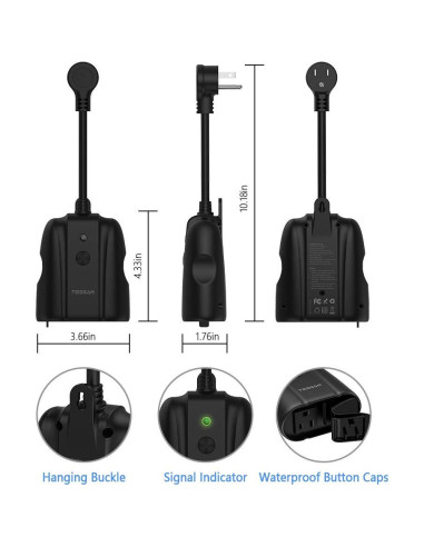 Enchufe Inteligente TESSAN para Exteriores 2 Tomas IP44