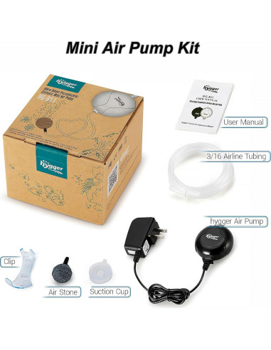 Bomba de Aire Silenciosa Hygger HG-811 para Acuario 1.5W 1-15 Galones