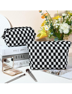 Bolsa de Maquillaje Grande SOIDRAM Negra Cuadrícula 27.9x15.2cm 2