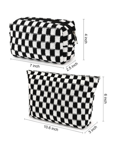 Bolsa de Maquillaje Grande SOIDRAM Negra Cuadrícula 27.9x15.2cm