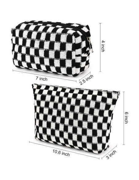 Bolsa de Maquillaje Grande SOIDRAM Negra Cuadrícula 27.9x15.2cm