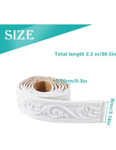 Moldura de Espuma Autoadhesiva QoTang 230 x 8 cm Blanca 2