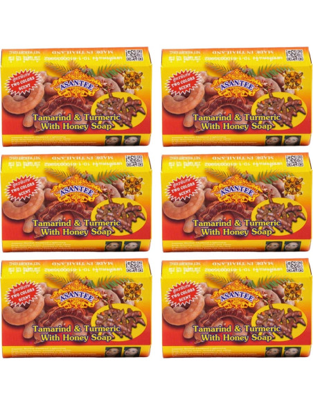 Jabón Limpiador Asantee de Tamarindo y Cúrcuma con Miel - Paquete de 6 Jabón Limpiador Asantee de Tamarindo y Cúrcuma con Miel - Paquete de 6