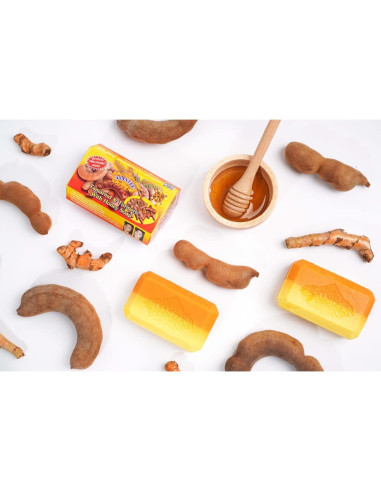 Jabón Limpiador Asantee de Tamarindo y Cúrcuma con Miel - Paquete de 6