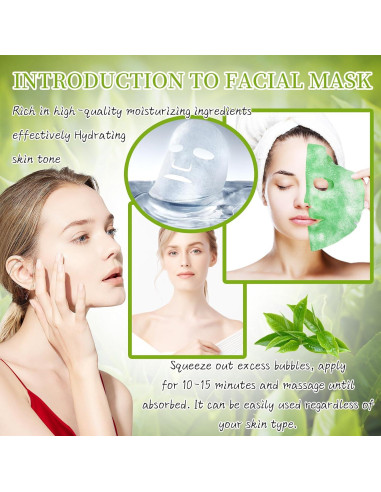 10 Mascarillas Faciales Burbuja de Té Verde GUOYAOLIFU