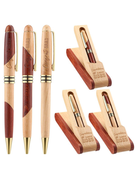 Juego de Plumas de Madera Zhanmai para Graduación 2025 - 3 Piezas