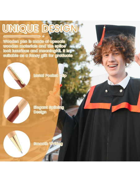 Juego de Plumas de Madera Zhanmai para Graduación 2025 - 3 Piezas