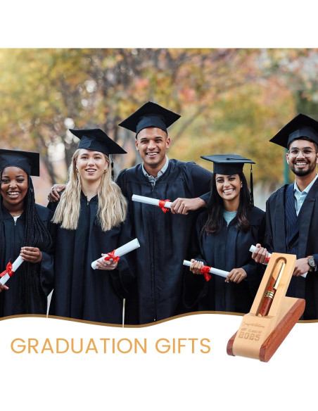 Juego de Plumas de Madera Zhanmai para Graduación 2025 - 3 Piezas
