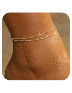 Conjunto de Pulseras de Tobillo de Oro MFRYK - 2 Cadenas Ajustables