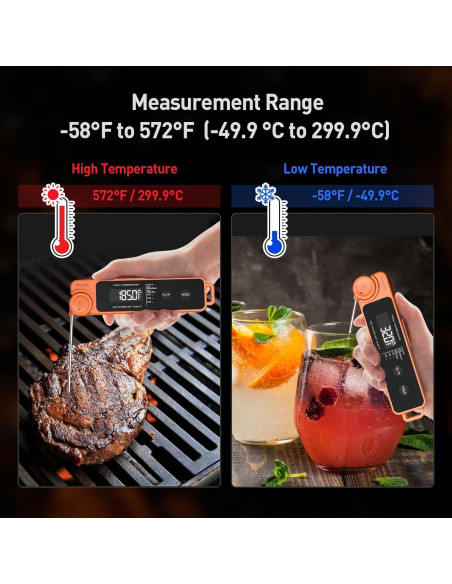 Termómetro Digital de Carne Ultra Rápido IP67 Mandarina