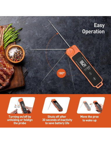 Termómetro Digital de Carne Ultra Rápido IP67 Mandarina