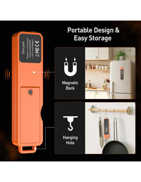 Termómetro Digital de Carne Ultra Rápido IP67 Mandarina