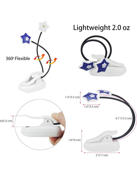 Luz de Lectura LED LUXSWAY Doble Cabeza 2 Niveles Brillo