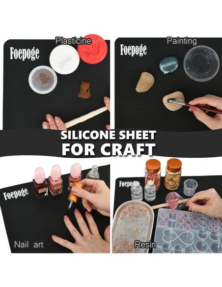 Alfombrilla de Silicona Antiadherente Foepoge 70.9x50.8cm Negra