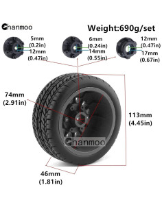 Neumáticos de Camión RC Chanmoo 1:8 1:10 4PCS Caucho 2