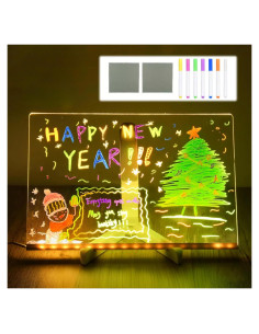 Tablero de Notas LED JBEIY 15x15cm Acrílico Borrado en Seco