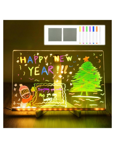 Tablero de Notas LED JBEIY 15x15cm Acrílico Borrado en Seco