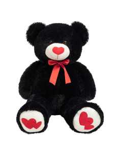 Oso de Peluche Grande HollyHOME 91 cm Negro con Corazón Rojo