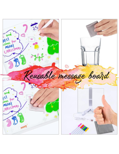 Tablero de Notas LED JBEIY 15x15cm Acrílico Borrado en Seco