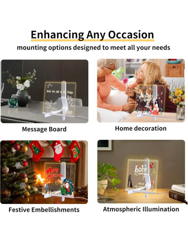 Tablero de Notas LED JBEIY 15x15cm Acrílico Borrado en Seco