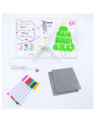 Tablero de Notas LED JBEIY 15x15cm Acrílico Borrado en Seco