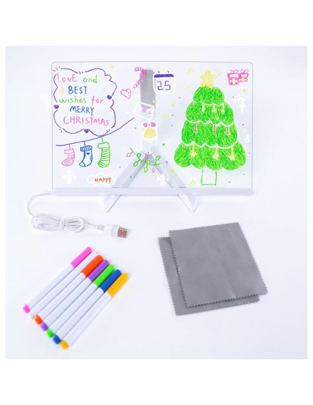 Tablero de Notas LED JBEIY 15x15cm Acrílico Borrado en Seco