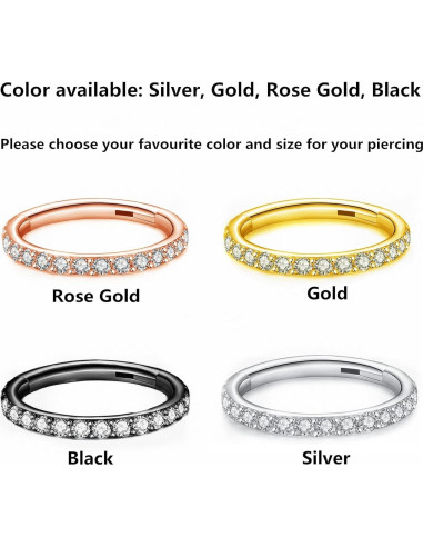 Anillo de Nariz Hipoalergénico BLESSMYLOVE 16G 6mm Clear CZ