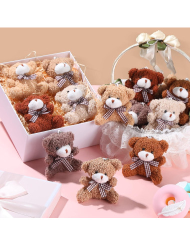 Paquete de 24 Mini Osos de Peluche Aoriher 8 cm Colores Variados