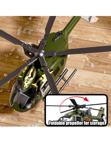 Helicóptero Militar Verde CSDCSD con Luces y Sonidos 38cm