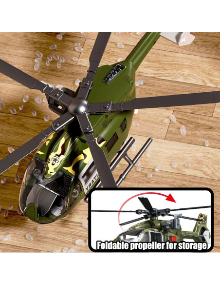 Helicóptero Militar Verde CSDCSD con Luces y Sonidos 38cm