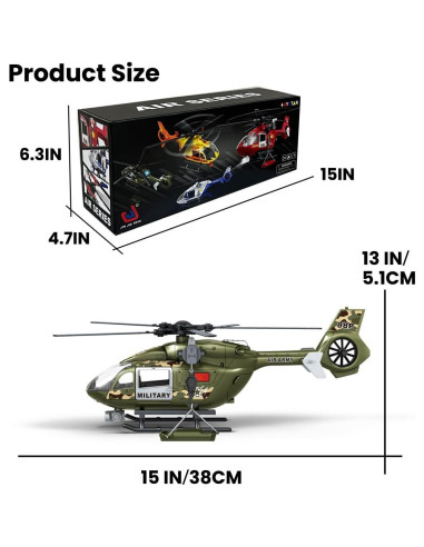 Helicóptero Militar Verde CSDCSD con Luces y Sonidos 38cm