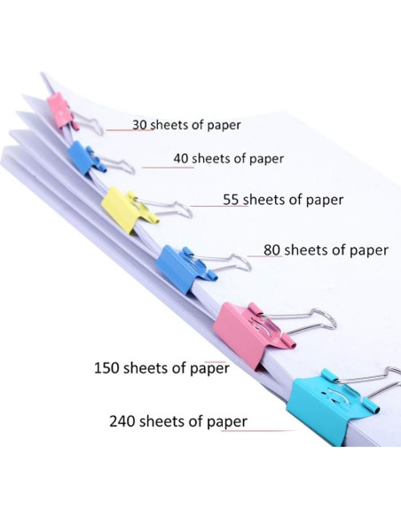 64 Clips de Binder Limque de Colores Variados para Oficina 64 Clips de Binder Limque de Colores Variados para Oficina