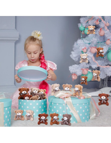 Paquete de 24 Mini Osos de Peluche Aoriher 8 cm Colores Variados