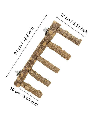 Escalera de Madera Natural Bolagar para Aves 30.99 cm