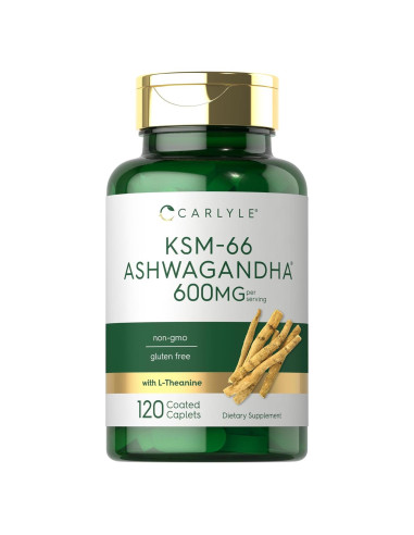 Carlyle KSM-66 Ashwagandha 600mg + L-Theanine 200mg 120 Tabletas